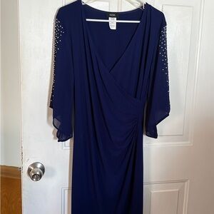 MSK Deep Blue Long Sleeve Dress with Embellished Sleeves